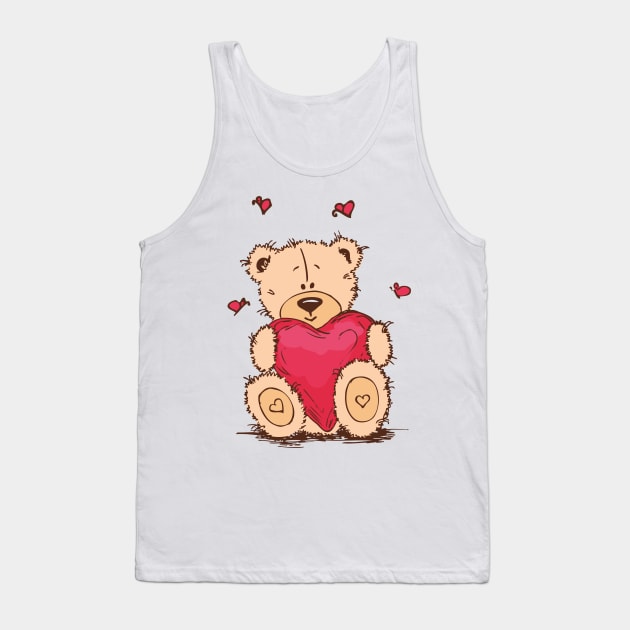 Valentine's Day - Bear with heart Tank Top by GNDesign